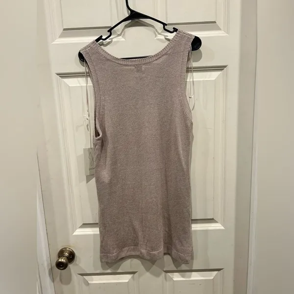 Joie Women Taupe Linen Blend V-Neck Knit Sweater Vest Tank Top L NWT Lagenlook - Image 5