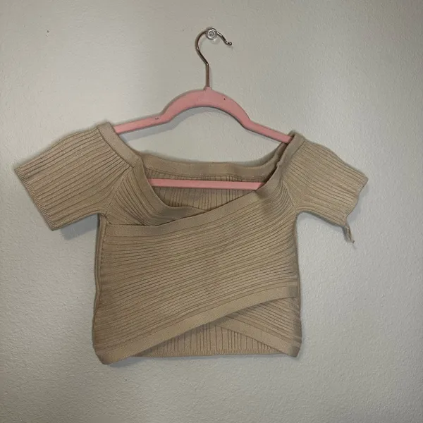 Aerie Tan Ribbed Crop Top - Image 2