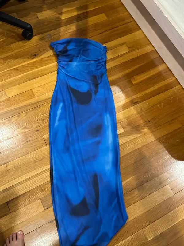 Blue Strapless Dress Size M - Image 2