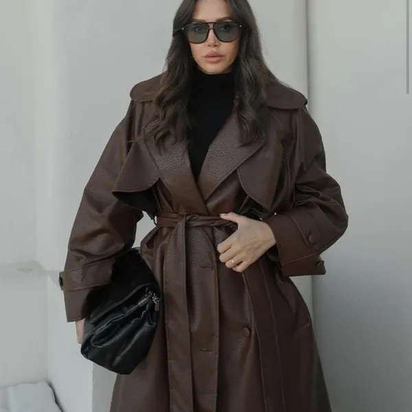 Chocolate Brown Trench Coat - Image 14