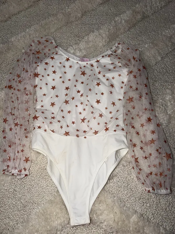 Pink Lily White Mesh Star Bodysuit - Image 2