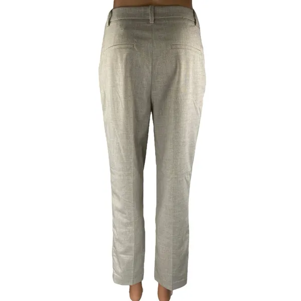 H&M Women's Gray High Waisted Slim Straight Leg Trousers Dress Pants Size 4 - Image 3