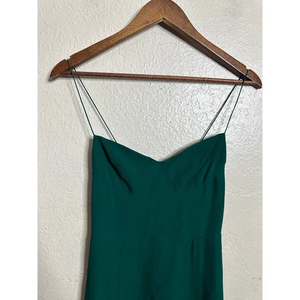 Reformation Juliette Dress in Emerald Green size 0 Sweetheart Tie Strap Mid Slit - Image 8