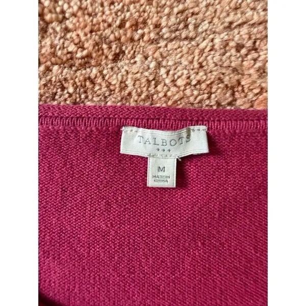 Talbots Women’s Sweater Size M Pink 100% Cotton 3/4 Sleeve Pullover Casual - Image 2
