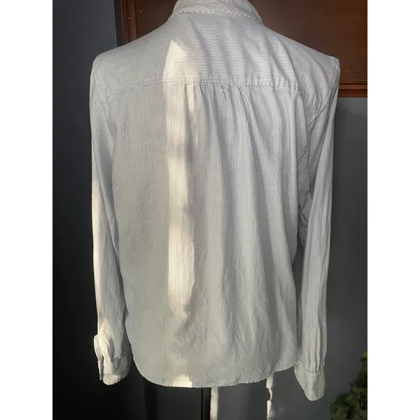 Levis Womens Blue White Striped Tie Neck‎ Button Down Blouse Shirt Medium M - Image 3