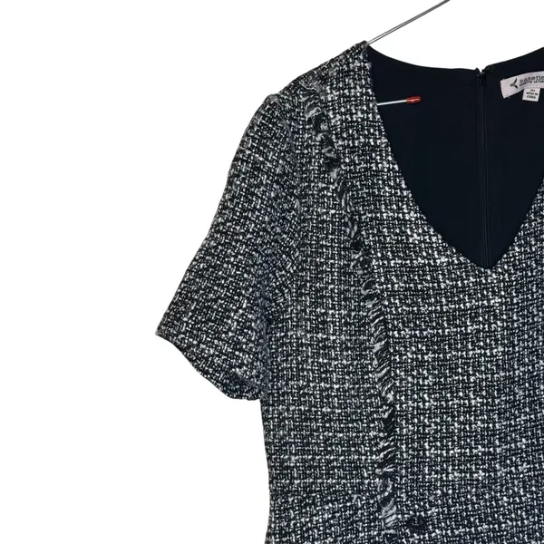 Nanette‎ Lepore Women's Dress Tweed Fringe Sheath Knee Length Black White 10 NWT - Image 3