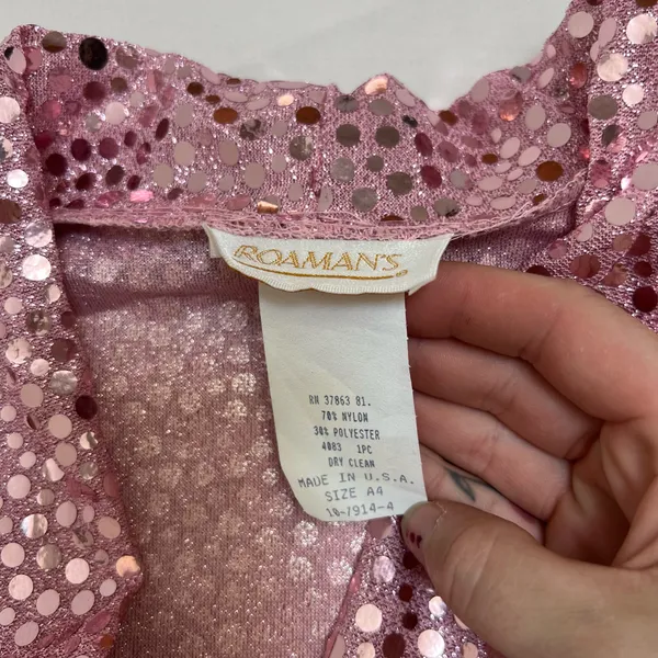 Roaman's Rose Pink Sequin V-Neck Blouse  - Image 5