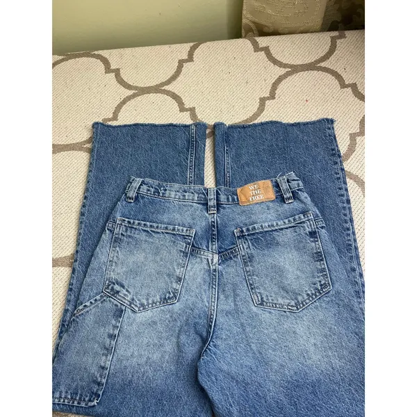 We The Free Tinsley Baggy High Rise Wide Leg Jeans Size 26 Raw Hem, OB1588873 - Image 10