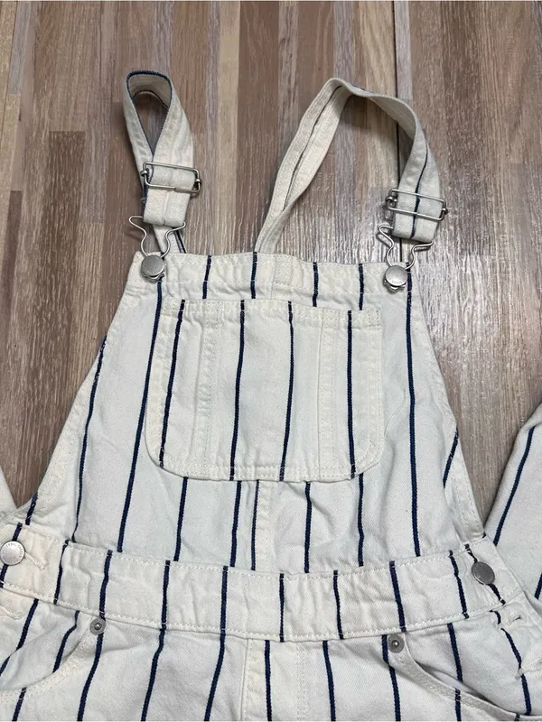 Universal Thread White Overalls with Blue Pinstripes Women’s Size XS (0) - Image 2