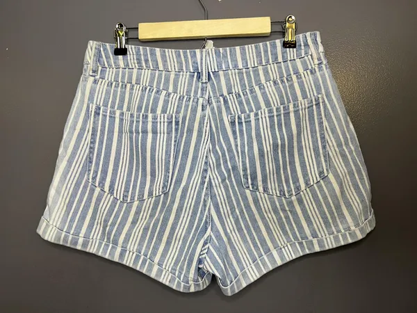PacSun Mom Denim Shorts Womens 29 Blue Striped High Rise Cuffed Casual - Image 2