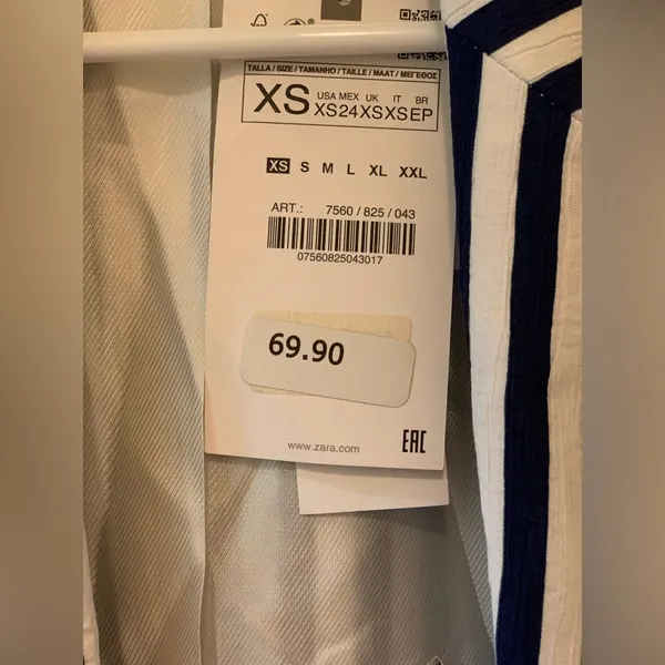 Zara Navy and White Striped Blazer. Size-X-Small - Image 5