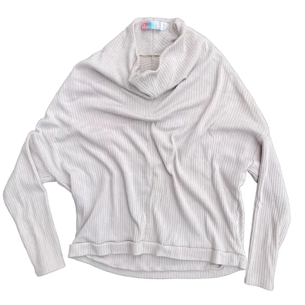 Free People Beach Relaxed Fit Mock Neck Long Sleeve Ribbed Knit Top Medium - Image 2