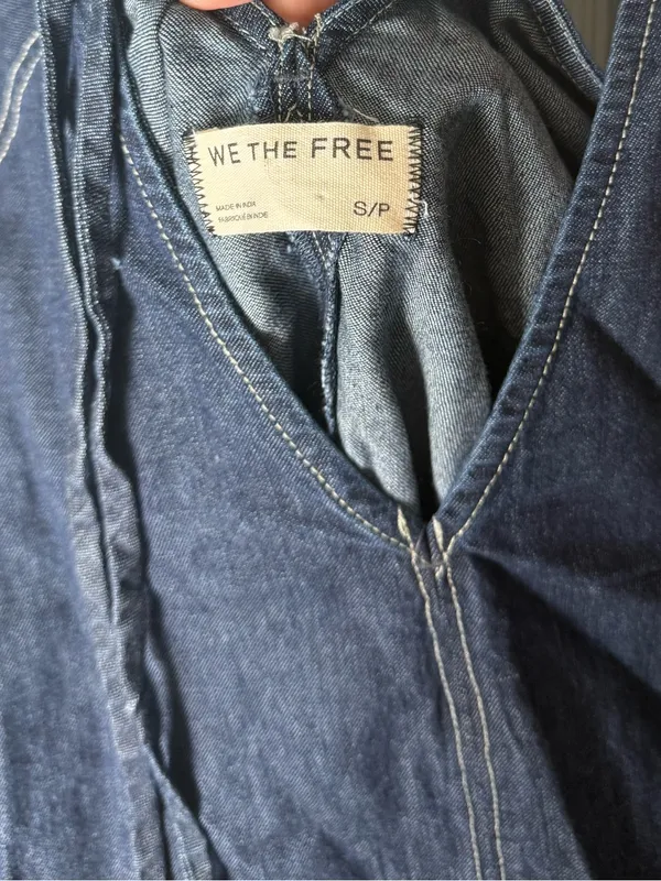 Free People Free Fall Denim Romper in Deep Blue S - Image 6