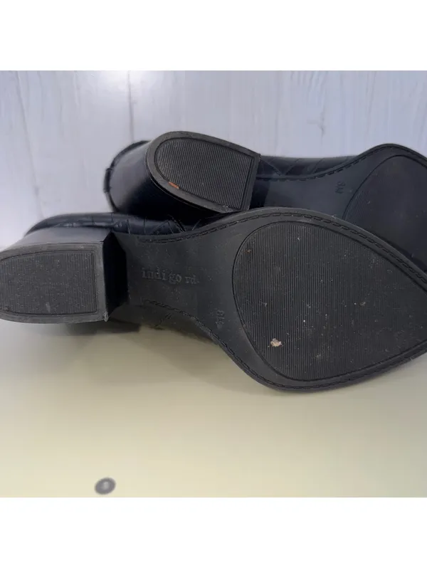 Indigo Rd Black Croc Embossed Chelsea Ankle Boots Size 8 Block Heel - Image 6