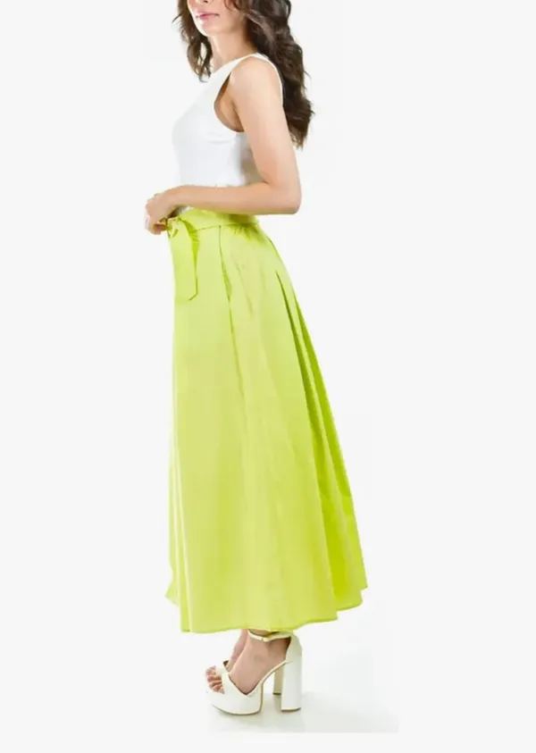 High waist pleated midi skirt with belt size M - Image 4