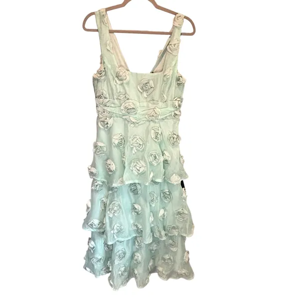 Lulus NWT Mint Green 3D Rosette Tiered Midi Dress - size Medium - Image 2