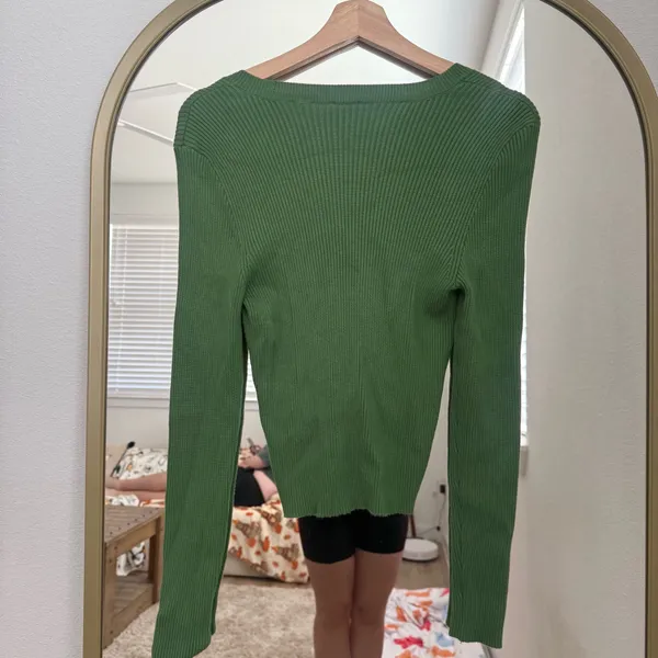 Abercrombie & Fitch Olive Ribbed Knit Top - Image 2