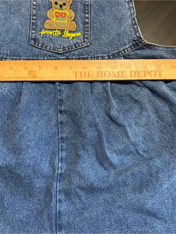 D’Roci Maternity Denim Overalls with Embroidered Bear Patch Pocket size Medium - Image 11