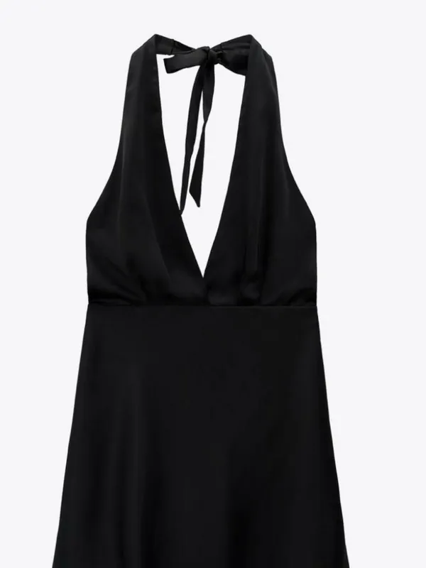 Zara Blogger Favorite Satin Effect Black Dress Small - Image 2