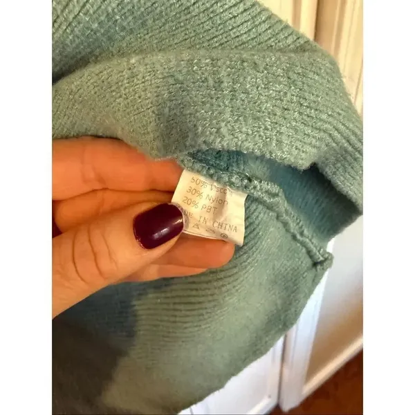 Amazon mint green ribbed cowl neck oversized tunic sweater small - Image 4