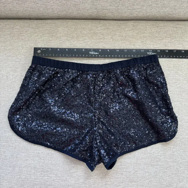 Victoria's Secret Sequin Pajama Shorts Small Navy Blue Sparkly Glam Loungewear - Image 5