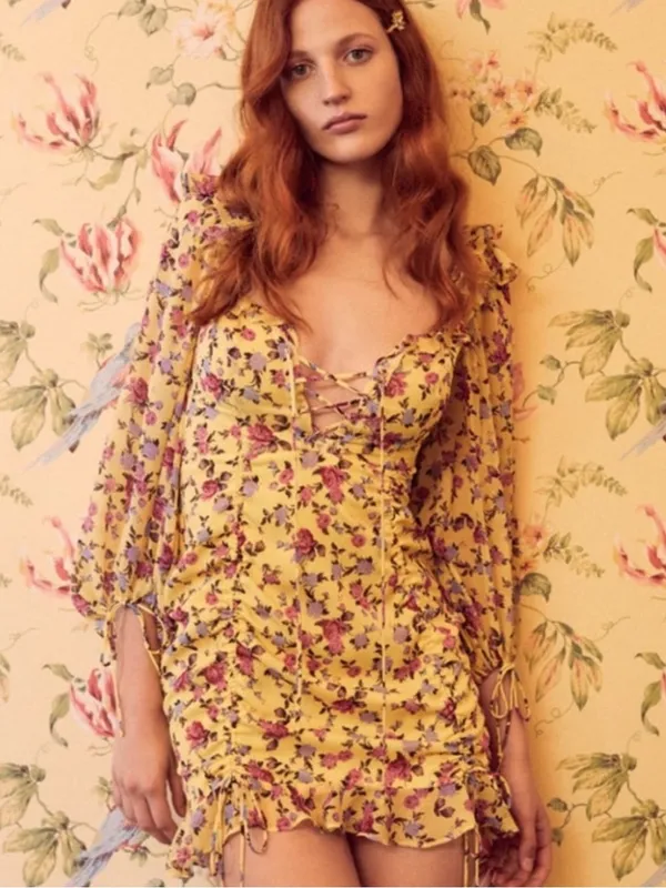 For Love & Lemons Viral Beaumont Silk Floral Mini Dress size Medium $298 - Image 2