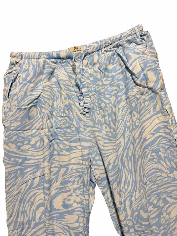 Maaji Wide Leg Pajama Set Size Small Blue and White Print - Image 6