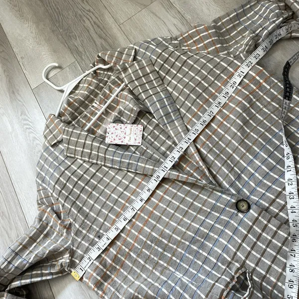 Free People Blazer Jacket NWT cotton plaid better together womens Brown (large) - Image 4