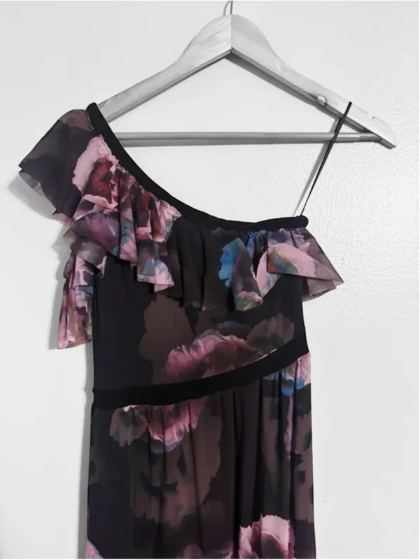 Fuzzi Tulle One Shoulder Floral Maxi Dress - Image 3