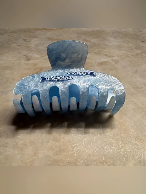 Blue Fish Print Hair Claw Clip for women Accessories - Image 2