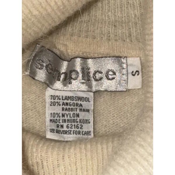 Semplice Turtleneck‎ Sweater Women Small Angora Wool Balloon Puff Sleeve - Image 8