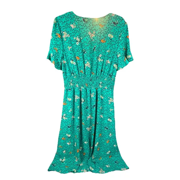 Bebop Floral Midi Dress‎ L XL Flutter Sleeve Babydoll Cottagecore Smocked Green - Image 10