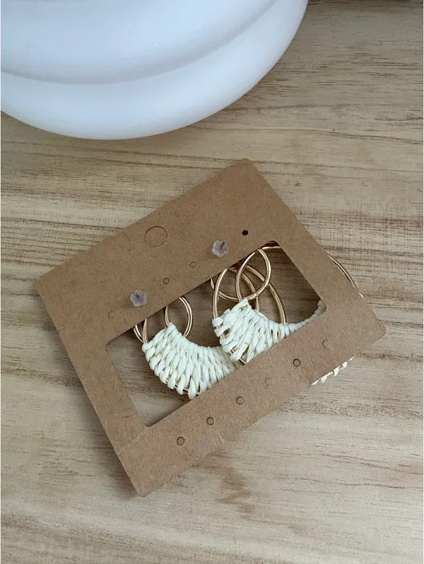 Boho Hoop Earrings NWT Gold - Image 2