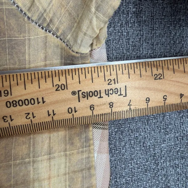 POL Plaid Button Front Shirt Contrast Collar Double Pocket Boho Size Small - Image 8