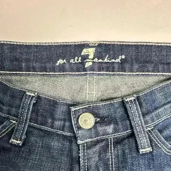 7 For All Mankind Women's Bootcut‎ Jeans Size 28 Dark Blue Stretch Denim - Image 2