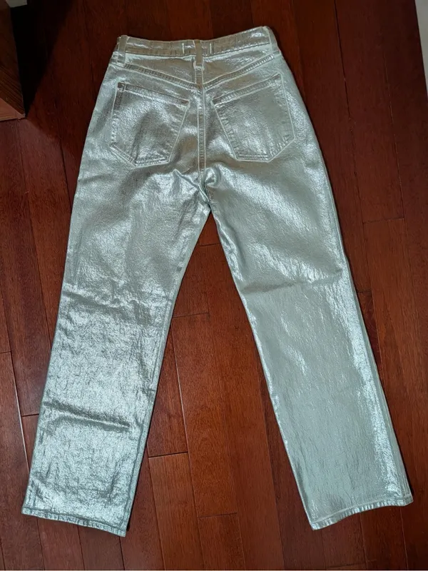 Abercrombie & Fitch Silver High-Rise Straight Jeans - Image 2