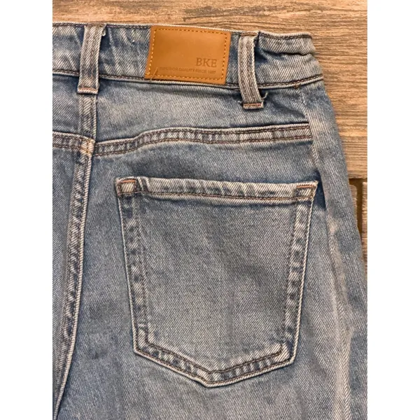 BKE Billie Slim Fit High Rise Horseshoe Barrel Jeans Light Wash Distressed 22x28 - Image 10
