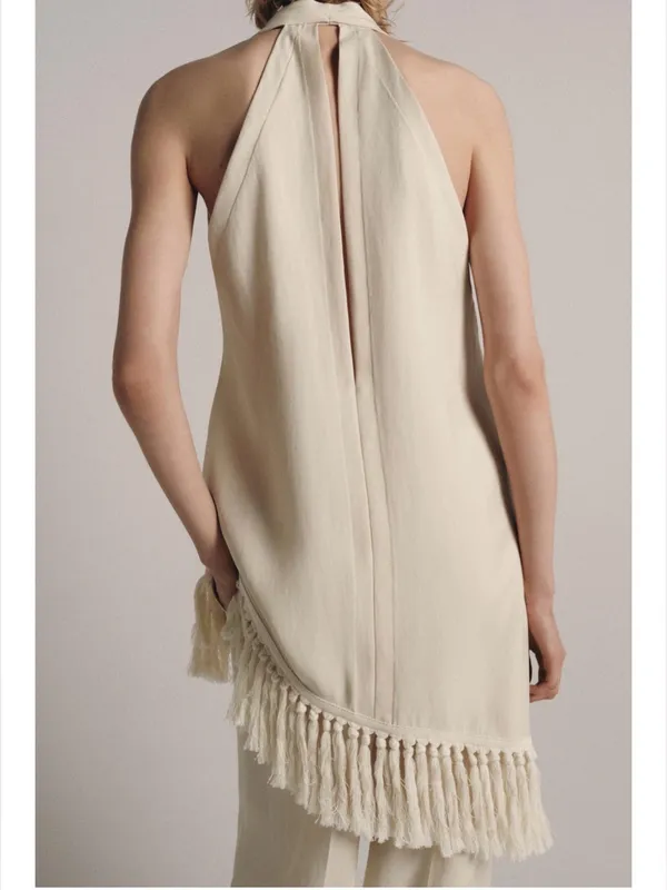 Zara ZW COLLECTION HALTER TOP WITH FRINGING - Image 4