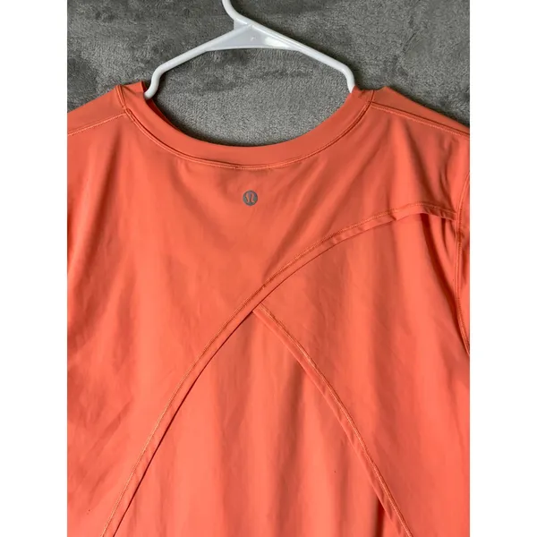 Lululemon UV Protection Fold-Over Running Shirt Sunny Coral UPF 40+ Women's 10 - Image 4