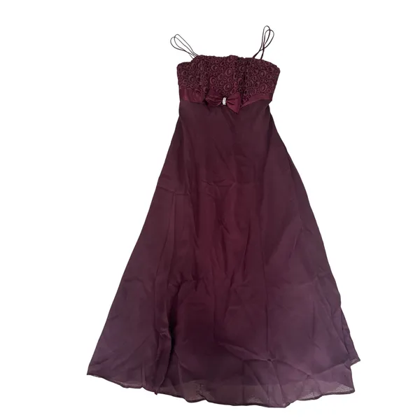Aspeed Vintage Y2K Plum Purple Lace Bow Formal Gown Dress Made‎ in USA Womens - Image 2
