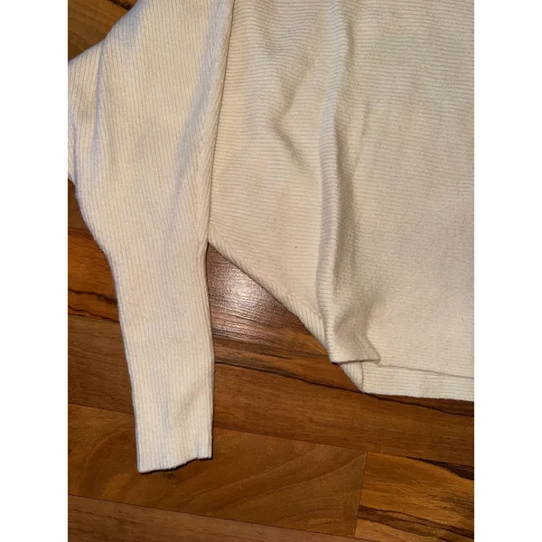 Zara Knit Sweater Womens‎ Medium Cream Good Batwing Mock Neck Ribbed Pullover - Image 2