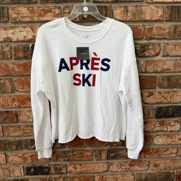 Grayson Threads Womens White Apres Ski Graphic Sweatshirt Size Small Pullover - Image 3