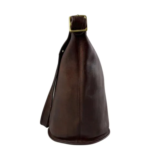 VINTAGE COACH Mahogany Leather Duffle Sac XL Crossbody Bucket Bag USA 9085 COA - Image 4