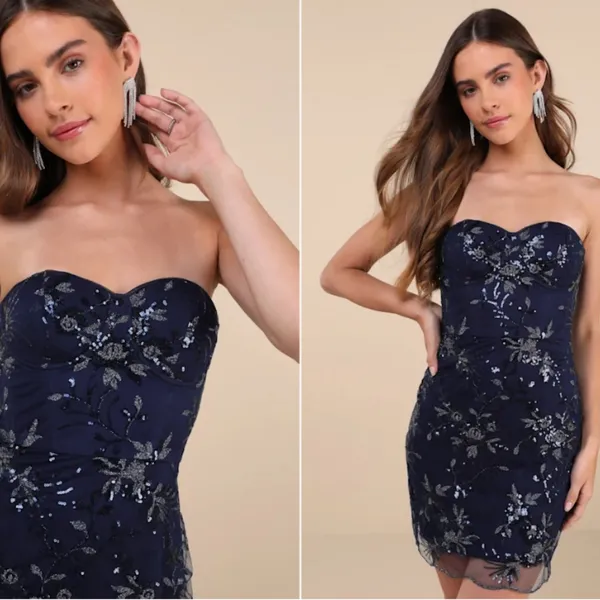 LULUS Sexy Prom Wedding Prom Cocktail Party Flirty Sparkly Homecoming Floral Min - Image 3