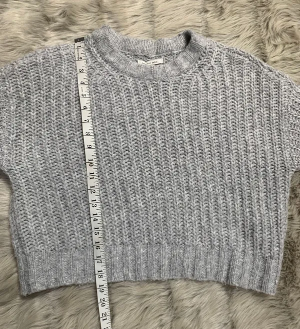 American Eagle Cropped CrewNeck Knit Sweater Gray Size XXS - Image 5