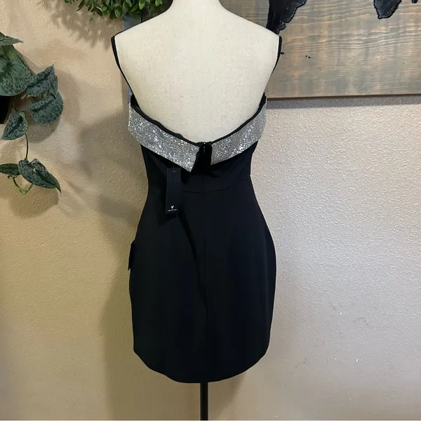 NWT Lulus Unbelievable Sparkle Black Rhinestone Strapless Mini Dress - Image 7