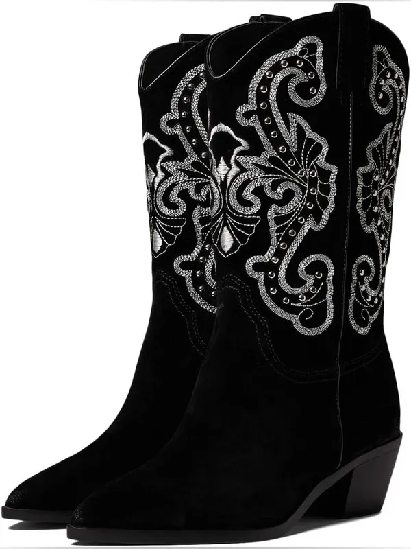 New Dolce Vita Suede cowboy boots Sula Shoes Western embellished pointed heel - Image 2