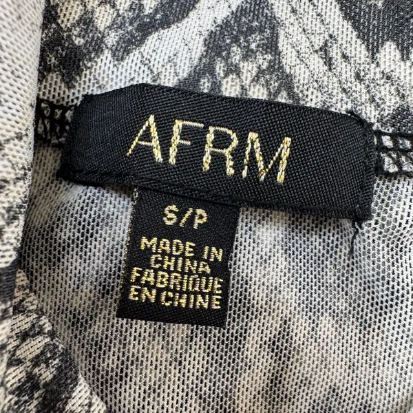AFRM Revolve Zadie Semi Sheer Mesh Snakeskin Snake Print Long Sleeve Top Small - Image 3