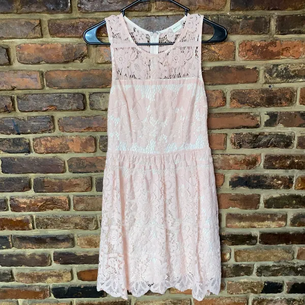 Altar'd State Peach Skin Pink Sleeveless Lace Amherst Mini Dress Women's Small - Image 2