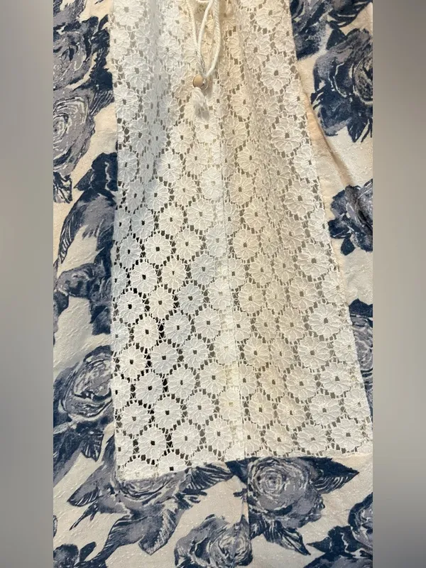Free people White Floral Lace-Panel Women's Blouse - Image 5
